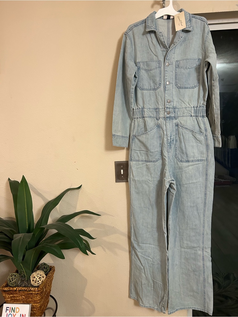 Universal Thread Light Wash Denim Utility Jumpsuit